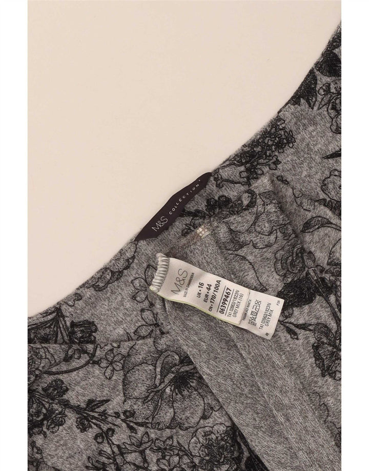 Marks & Spencer Top para mujer manga 3/4 UK 46 Poliéster floral gris grande