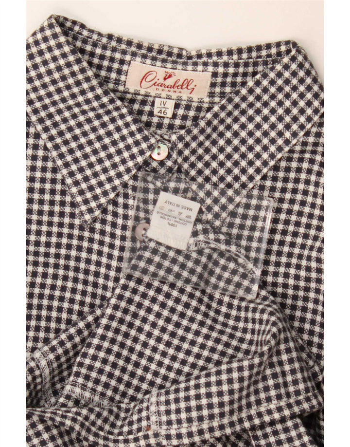 Camisa vintage para mujer IT 46 Algodón Gingham negro grande