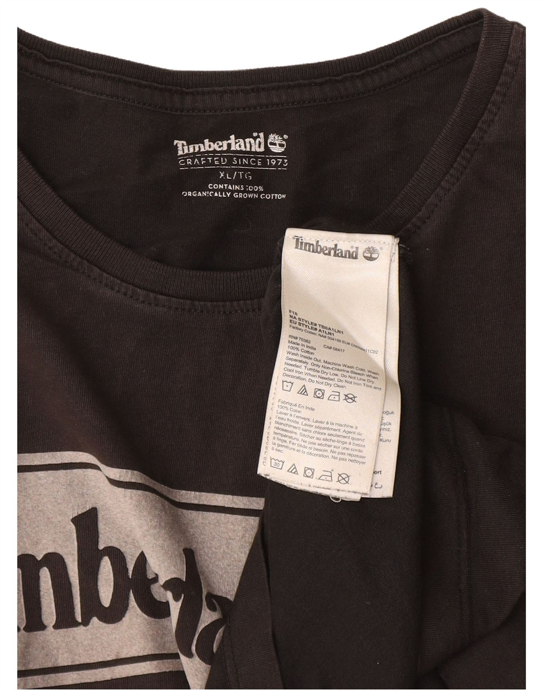 Timberland Camiseta gráfica para hombre Top XL Algodón negro