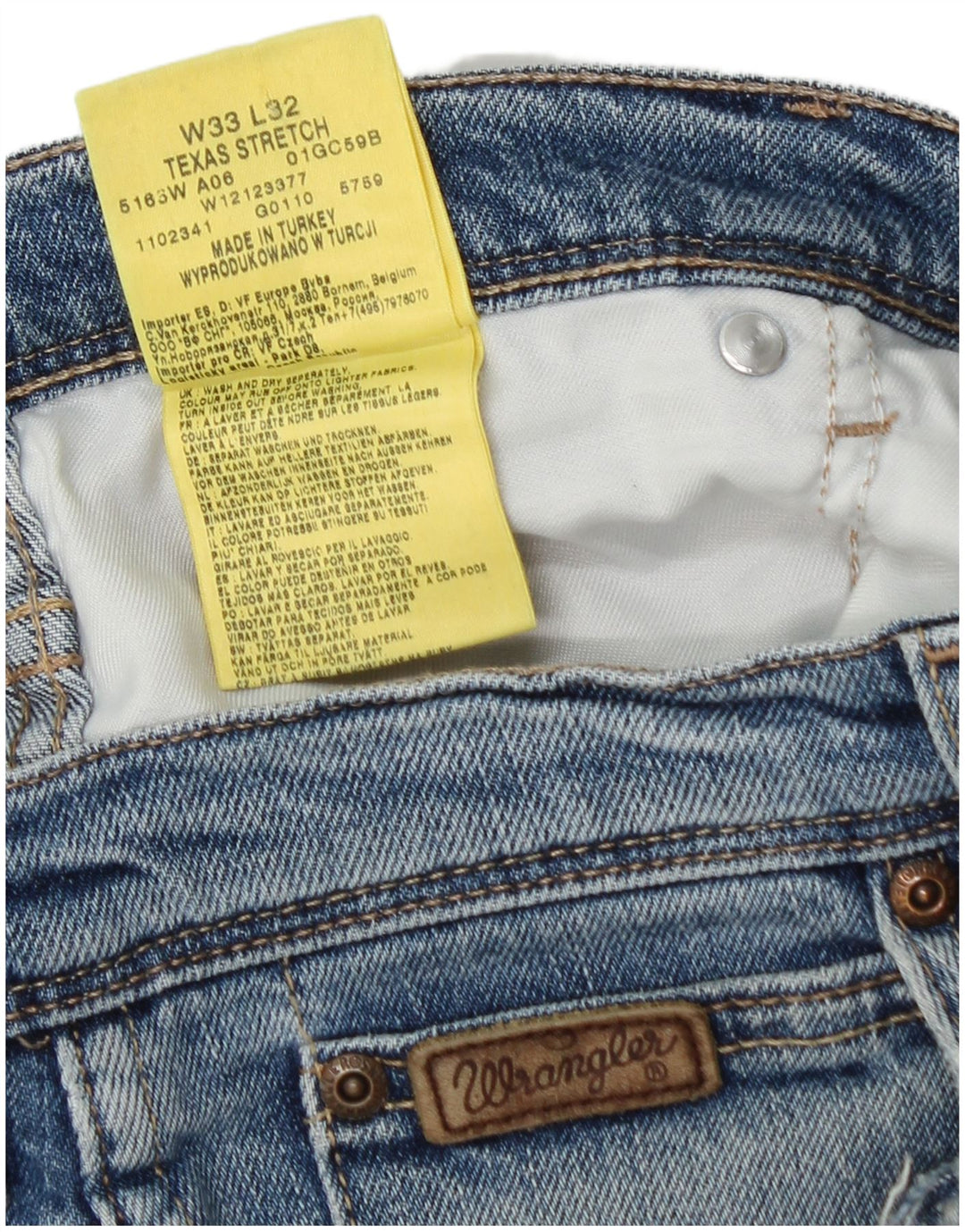 WRANGLER Vaqueros rectos elásticos Texas para hombre W33 L32 Algodón azul