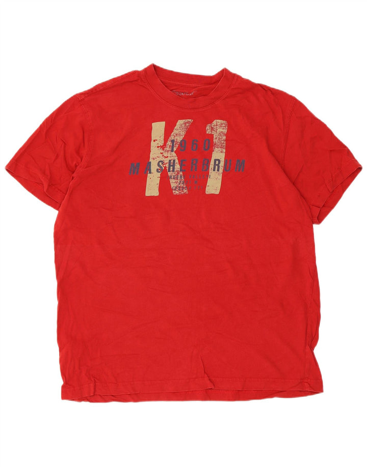 EDDIE BAUER Camiseta gráfica para hombre Top grande de algodón rojo
