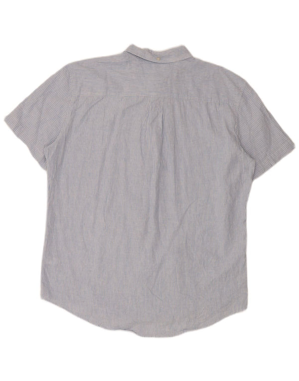 Tommy Hilfiger Camisa de manga corta para hombre XL Azul Pinstripe Linen
