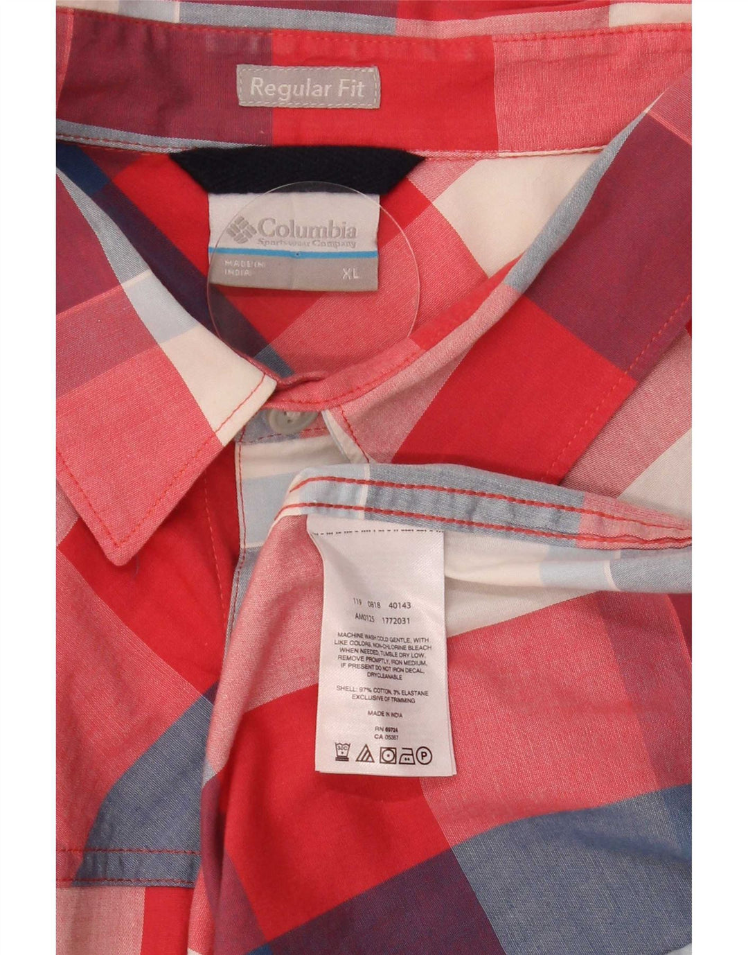 Columbia Camisa De Manga Corta Regular Fit Hombre XL Algodón A Cuadros Multicolor