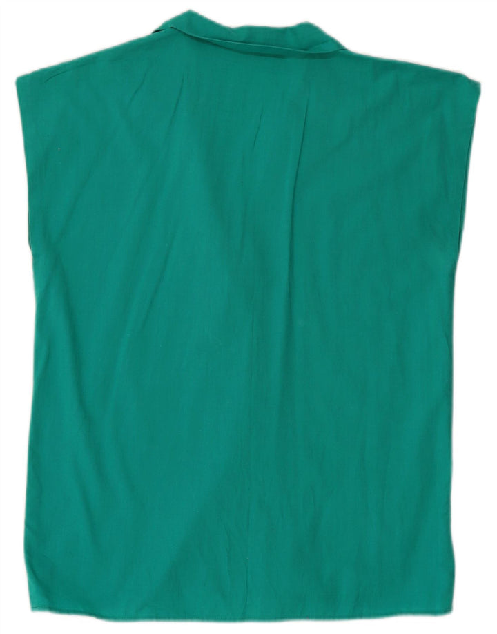VINTAGE Blusa sin mangas para mujer Reino Unido 12 Turquesa mediana