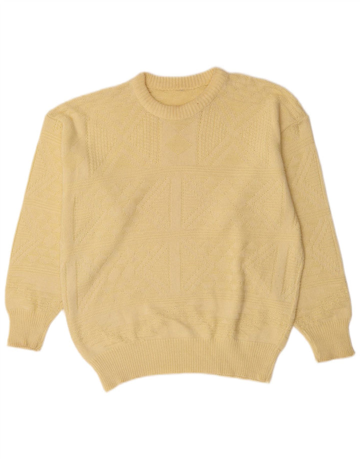 Vintage hombres barco cuello jumper suéter grande amarillo