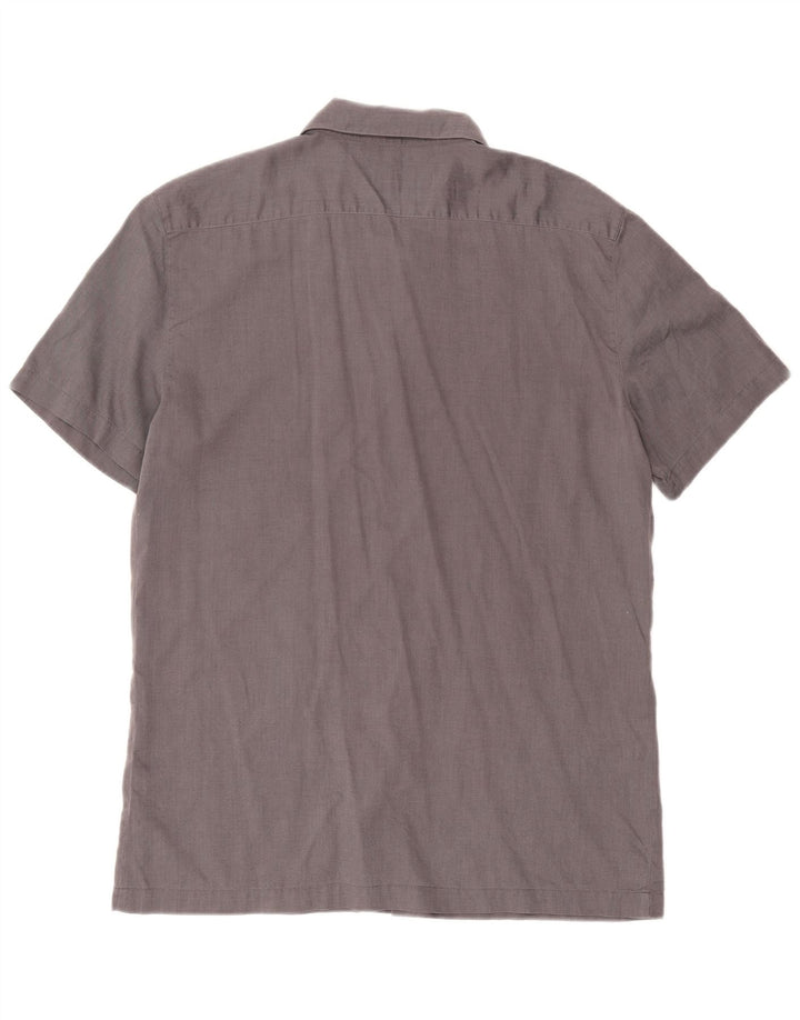 Trussardi Camisa Manga Corta Hombre XL Algodón Espiga Gris