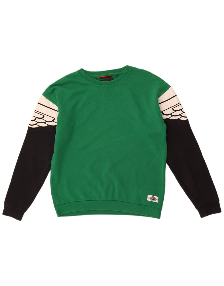 Jordan Hombre Sudadera Jumper Small Verde Colorblock Algodón