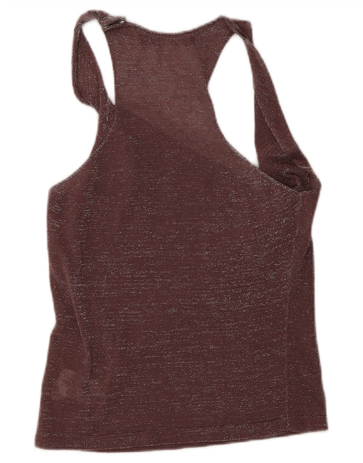 Liu Jo Mujer Crop Vest Top IT 40 Small Marrón Algodón Moteado