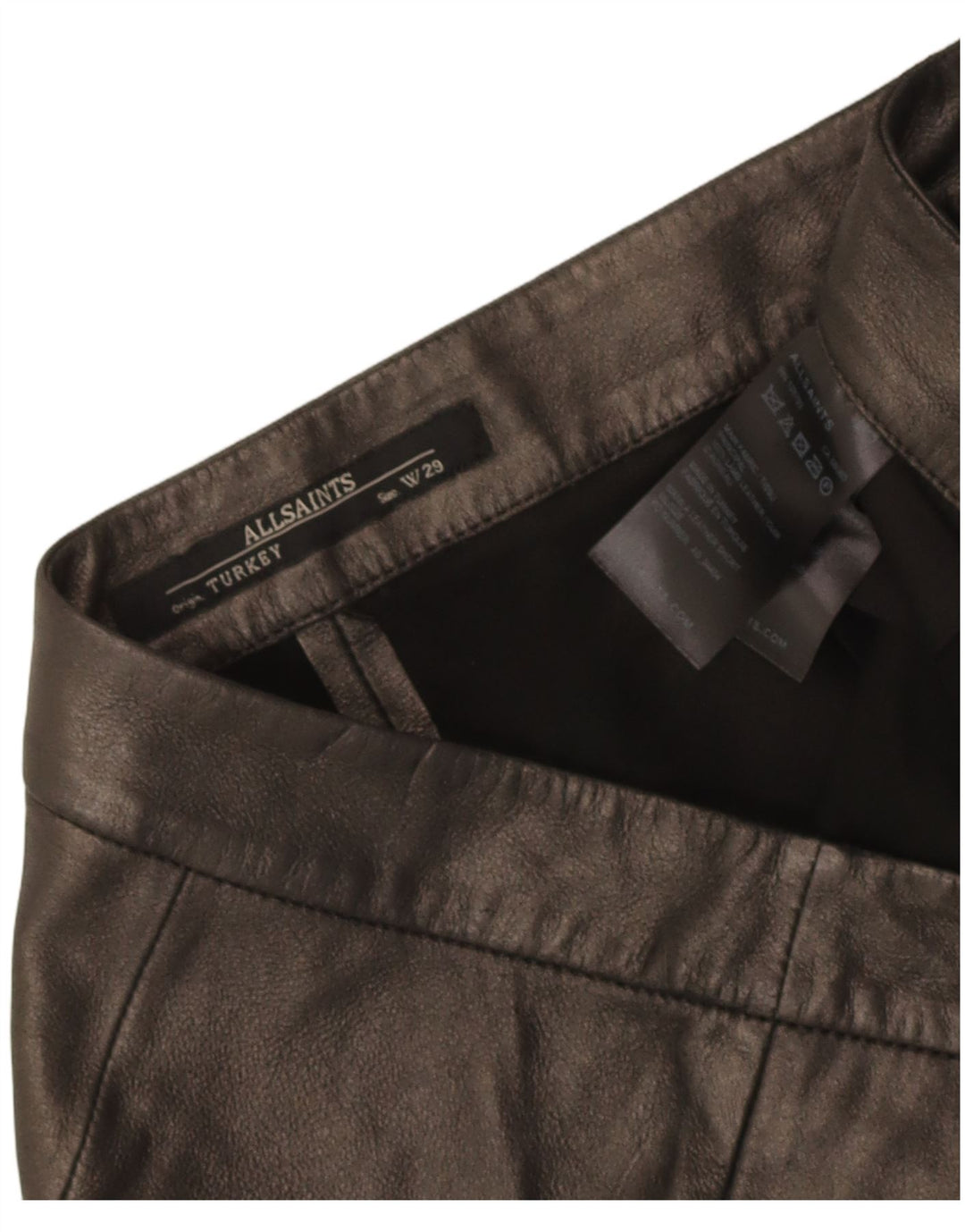 Pantalones cortos de cuero para mujer All Saints W29 Medium Black