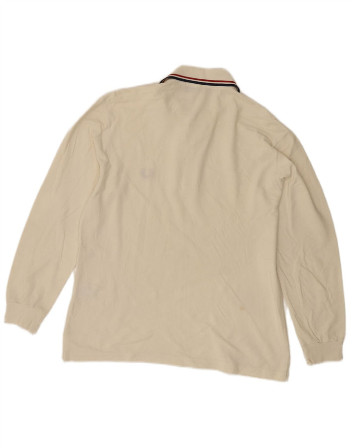 Fred Perry Polo De Manga Larga Para Hombre Pequeño De Algodón Blanco Roto