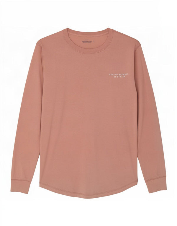 Abercrombie & Fitch Hombre Top Manga Larga Pequeño Algodón Rosa