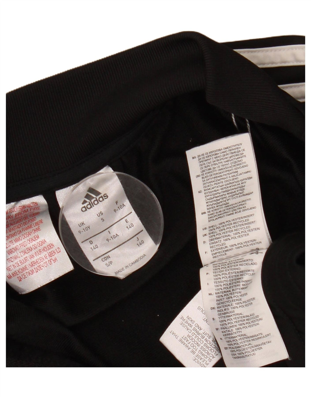 ADIDAS Chaqueta de chándal para niño 9-10 años Negro Poliéster