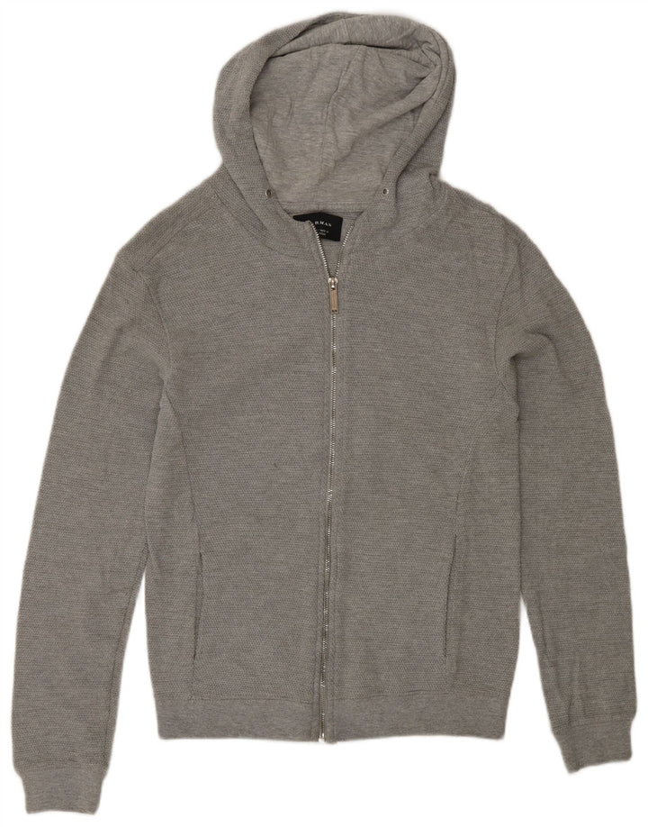 Zara Hombre Sudadera Con Capucha Y Cremallera Gris Medio