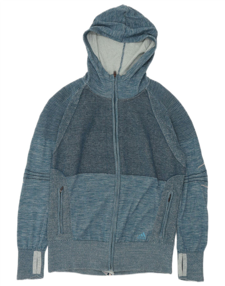 Adidas - Cárdigan con capucha para hombre, poliéster moteado azul grande