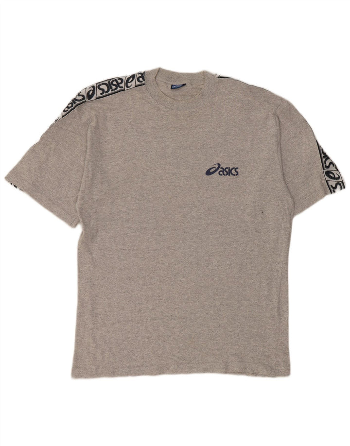 Asics Hombre Camiseta Gráfica Top Algodón Colorblock Gris Medio