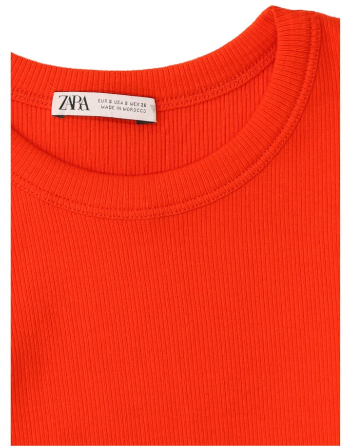Zara Vestido Ajustado Mujer UK 8 Small Naranja