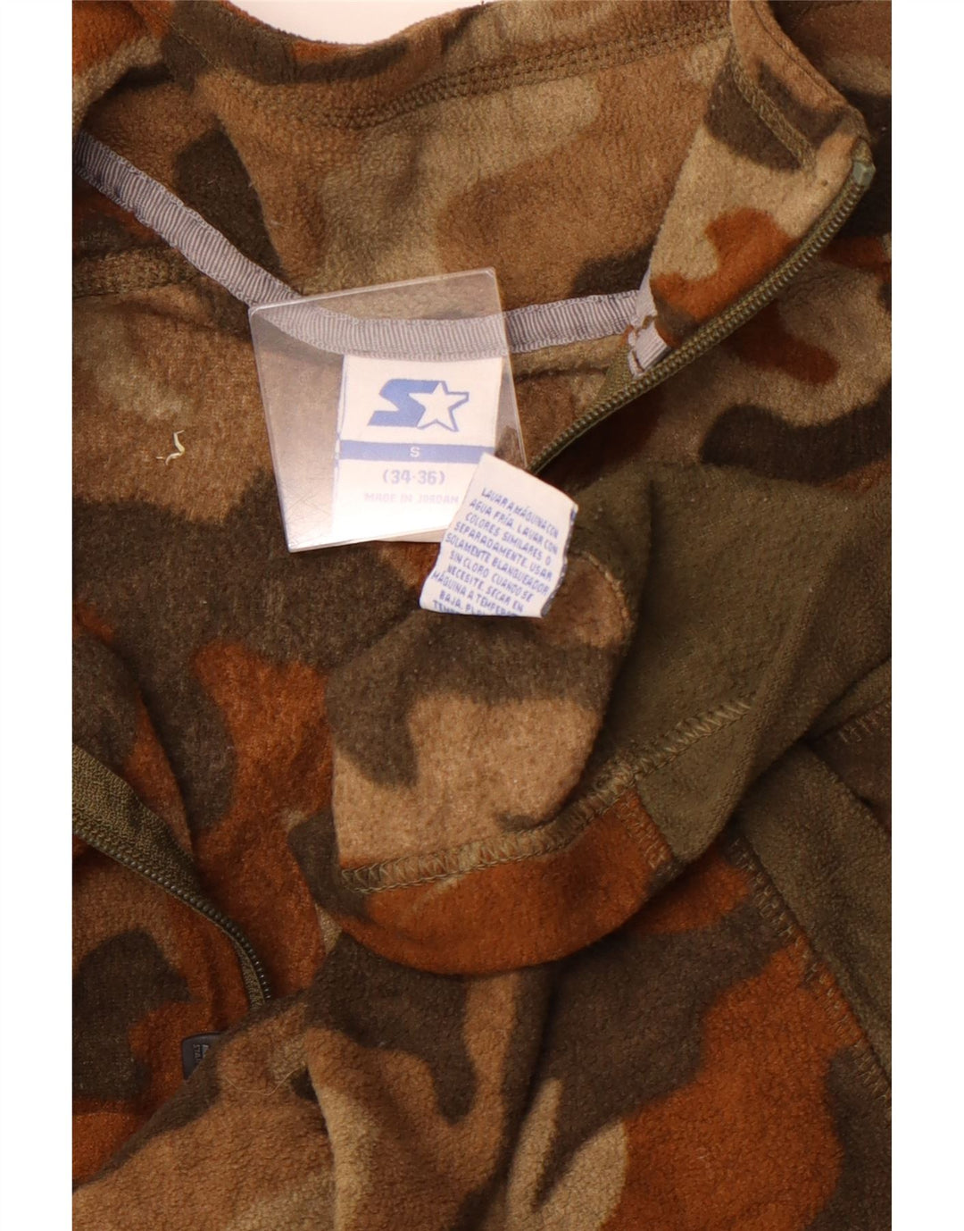 STARTER Jersey De Forro Polar Con Cremallera Para Hombre Small Marrón Camuflaje Deportes