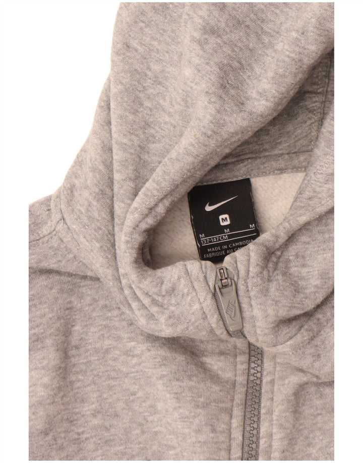 NIKE Sudadera con capucha y cremallera para niños de 10 a 11 años, algodón gris medio