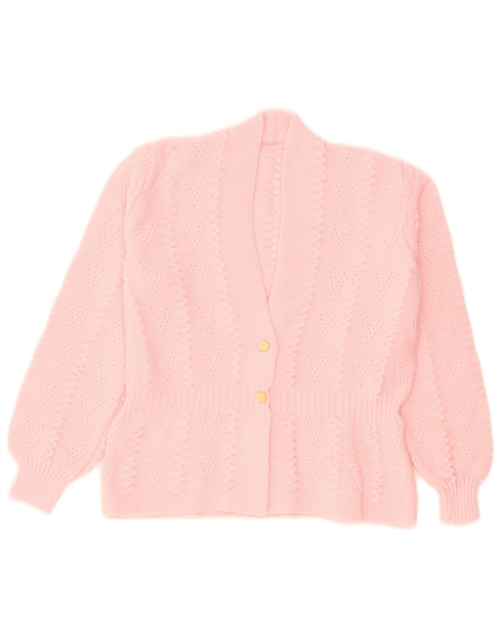 Vintage mujer Cardigan suéter Reino Unido 14 acrílico rosa medio