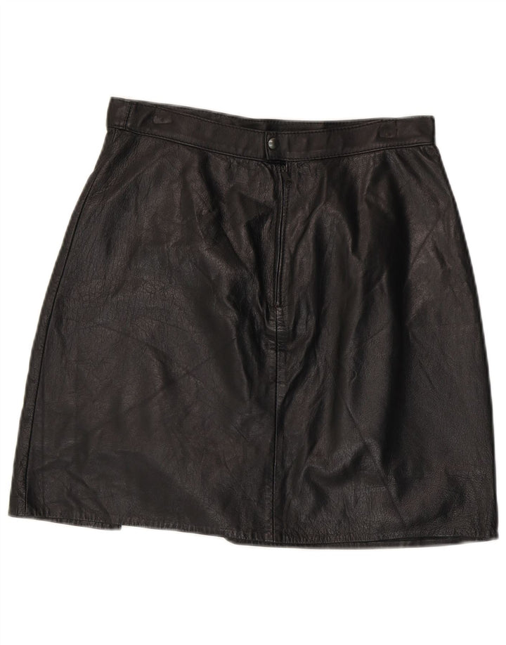 VINTAGE Minifalda de cuero para mujer W28 Mediano Negro