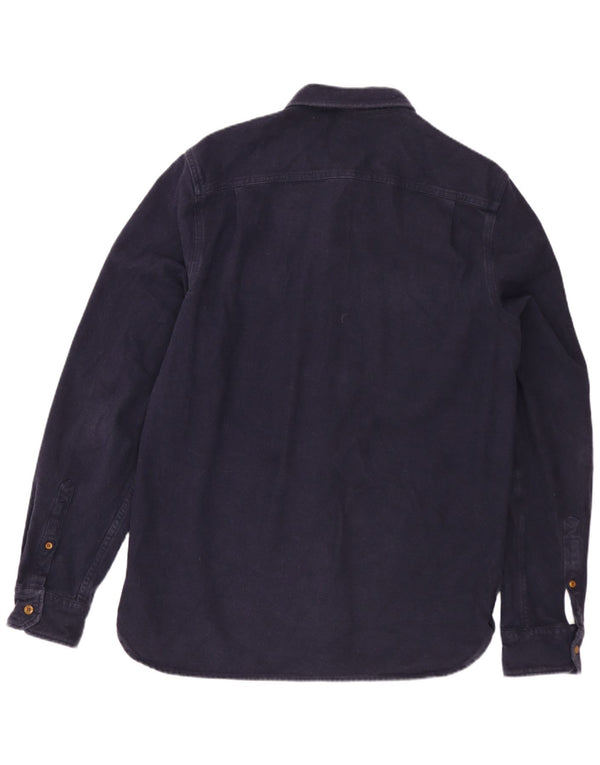 SUPERDRY Camisa de franela para hombre, talla grande, algodón azul marino