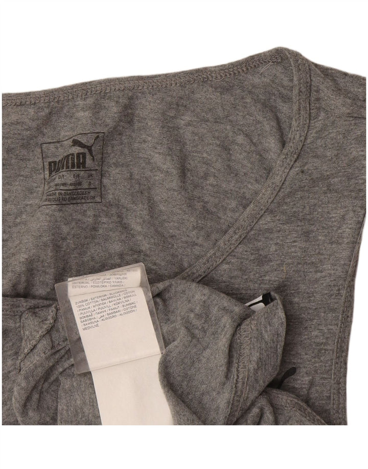 Puma Camiseta sin mangas con gráfico para hombre, talla pequeña, algodón gris con bloques de color