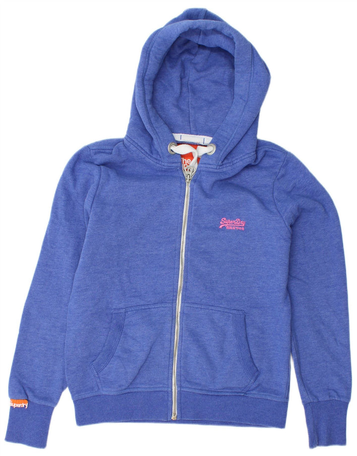 SUPERDRY Suéter con capucha y cremallera para mujer UK 46 Large Blue Cotton