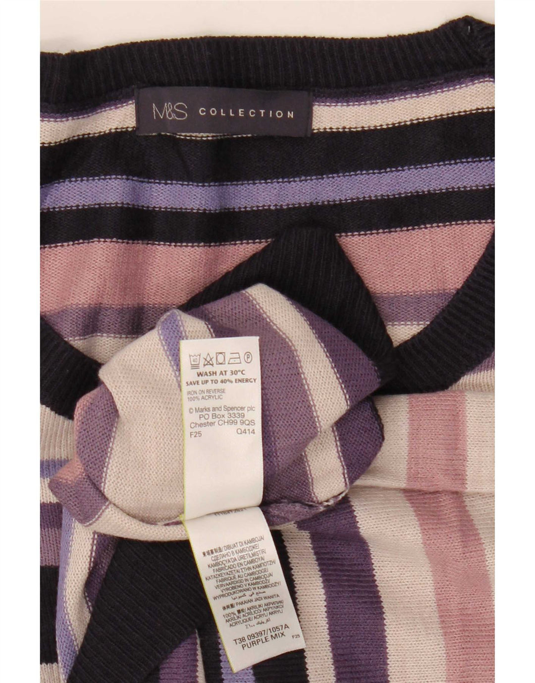 Marks & Spencer Jersey con cuello barco para mujer, talla 40, talla grande, multicolor