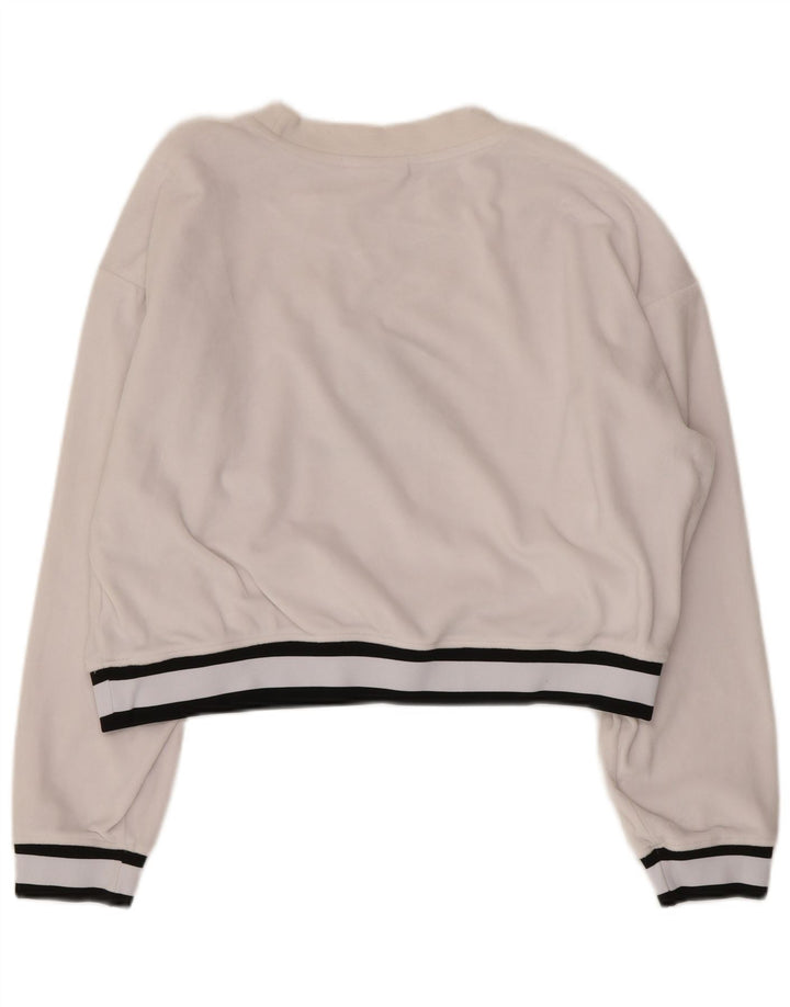 JUICY COUTURE Sudadera con gráfico corto para mujer, jersey, talla 40, talla grande, color blanco