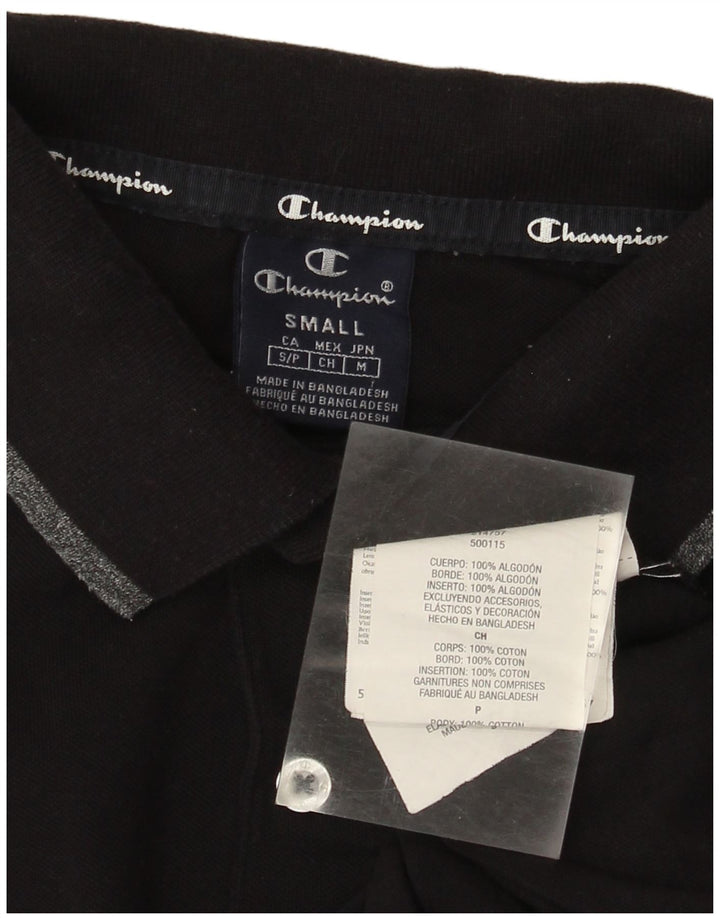 CHAMPION Polo de manga larga para hombre pequeño de algodón negro