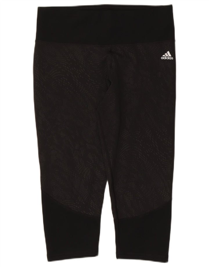 ADIDAS Mujer Climalite Capri Leggings UK 16/18 Grande Negro Poliéster