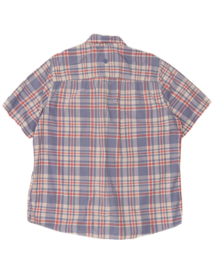Camisa de manga corta para hombre Fat Face de algodón con cuadros azules grandes