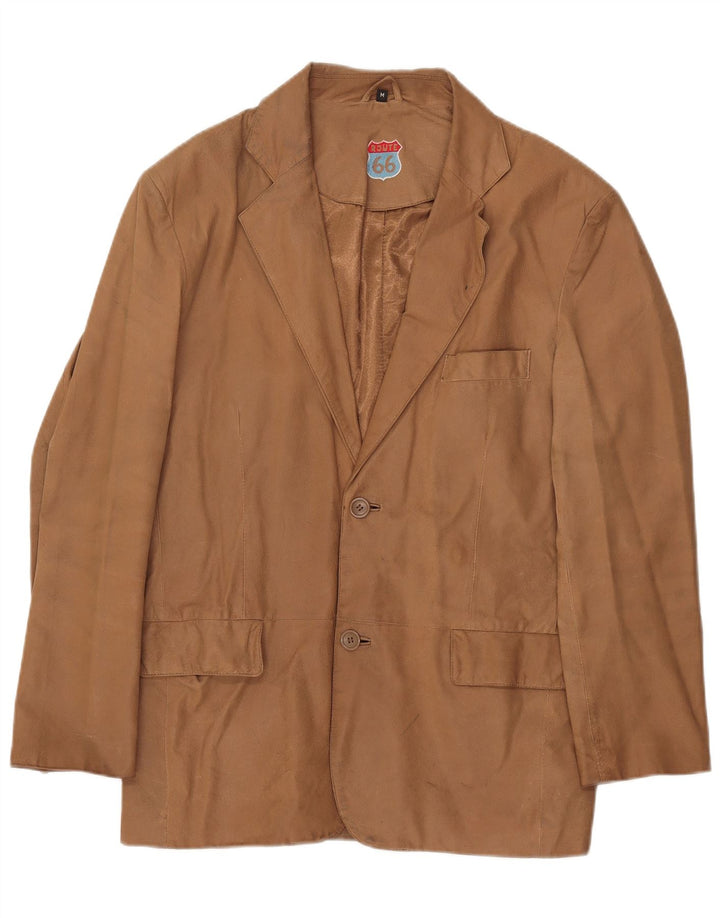 Route 66 Chaqueta tipo blazer de cuero con 2 botones para hombre UK 38 Marrón medio
