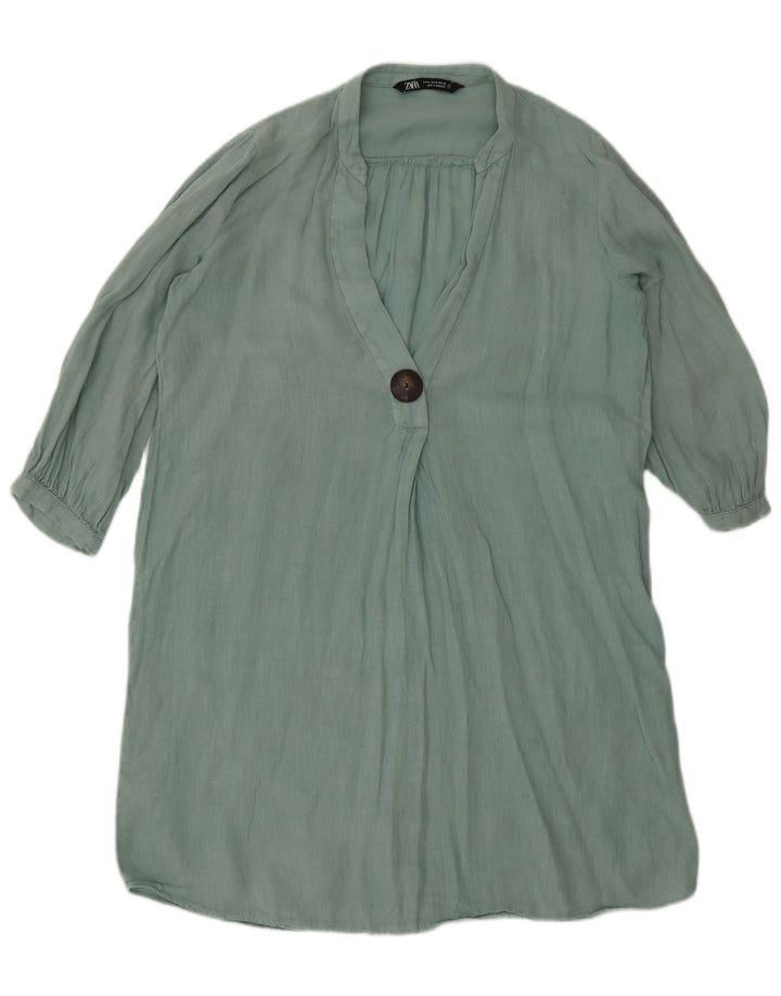 Zara Vestido recto de manga 3/4 para mujer UK 44 Verde medio