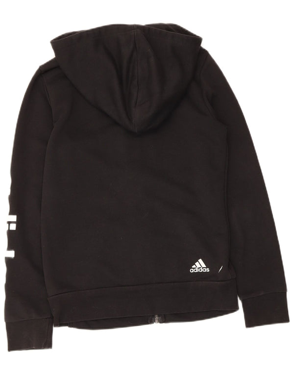 Adidas Sudadera con capucha y cremallera gráfica para mujer UK 8/10 Small Black Cotton