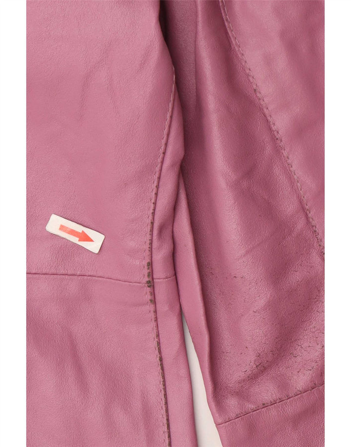Vintage mujer cuero abrigo Reino Unido 12 rosa medio