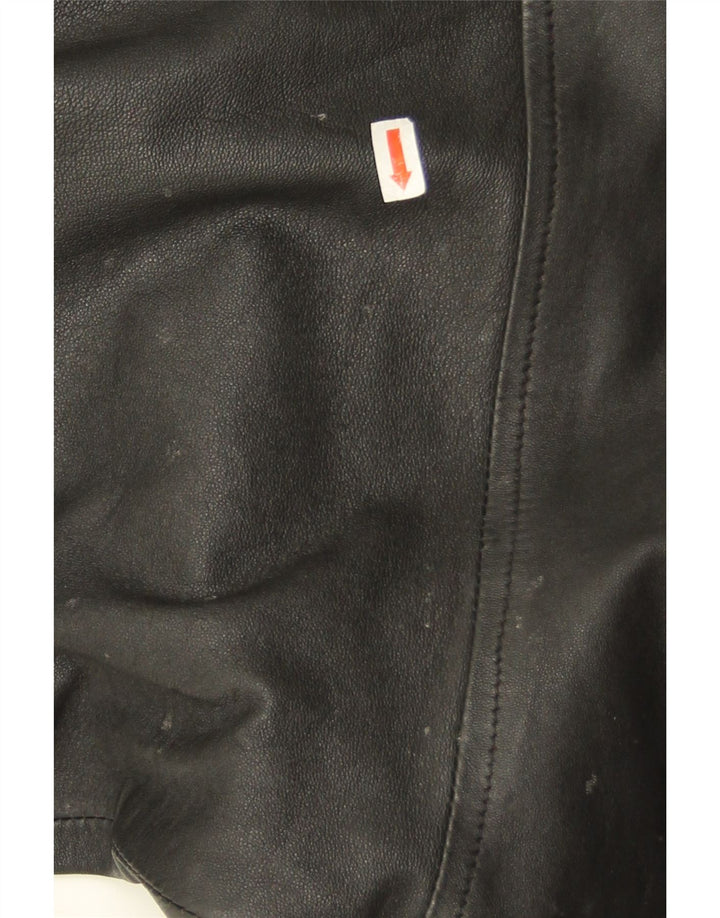 Vintage mujer chaqueta de cuero de gran tamaño Reino Unido 10 cuero negro pequeño