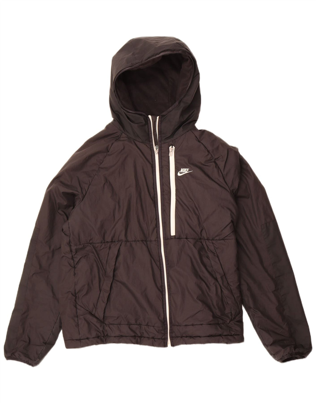 Nike - Chaqueta cortavientos con capucha Therma-Fit para mujer, talla 40, talla M, color negro