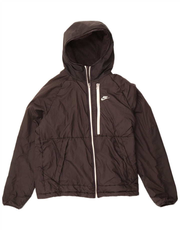 Nike - Chaqueta cortavientos con capucha Therma-Fit para mujer, talla 40, talla M, color negro