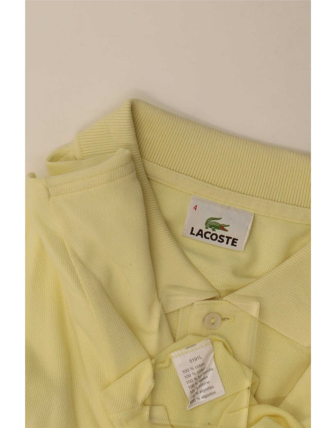 Polo Lacoste para hombre talla 4 algodón amarillo mediano