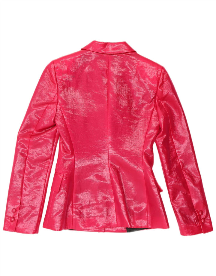 Vintage mujer 1 botón Blazer chaqueta IT 42 rosa medio