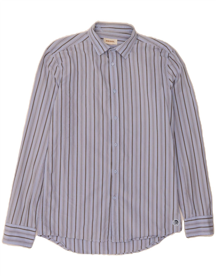 DIESEL Camisa De Hombre Grande De Algodón A Rayas Azul