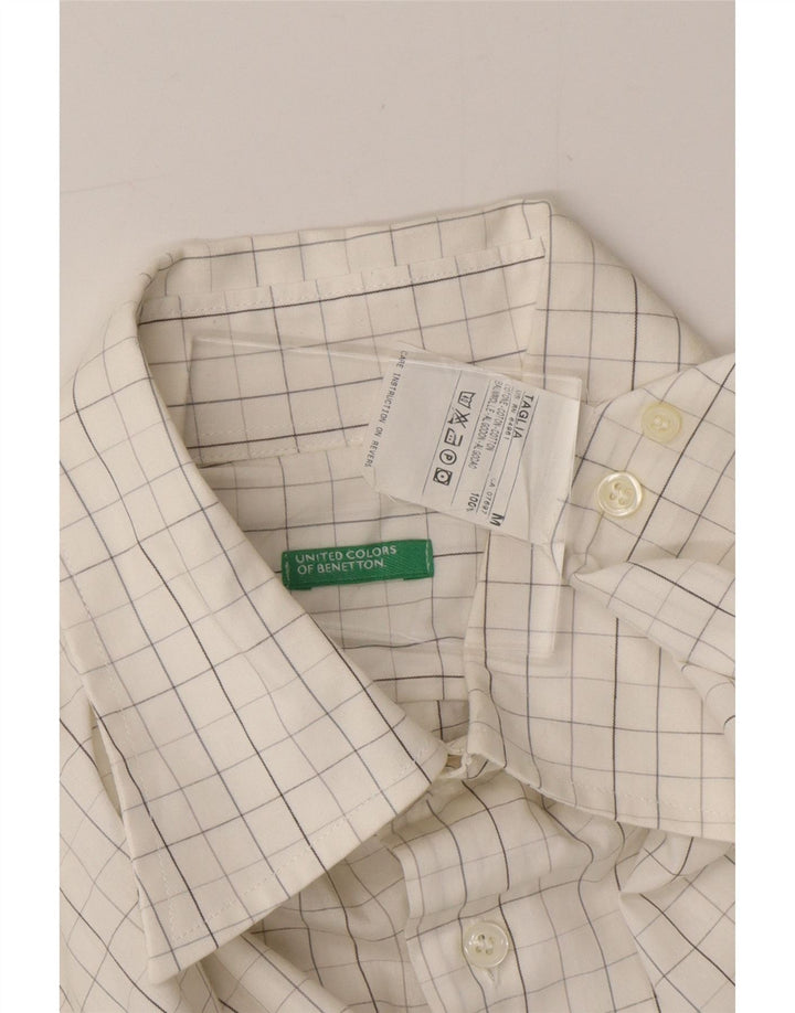 Camisa Hombre BENETTON Mediana Algodón Cuadros Blanco