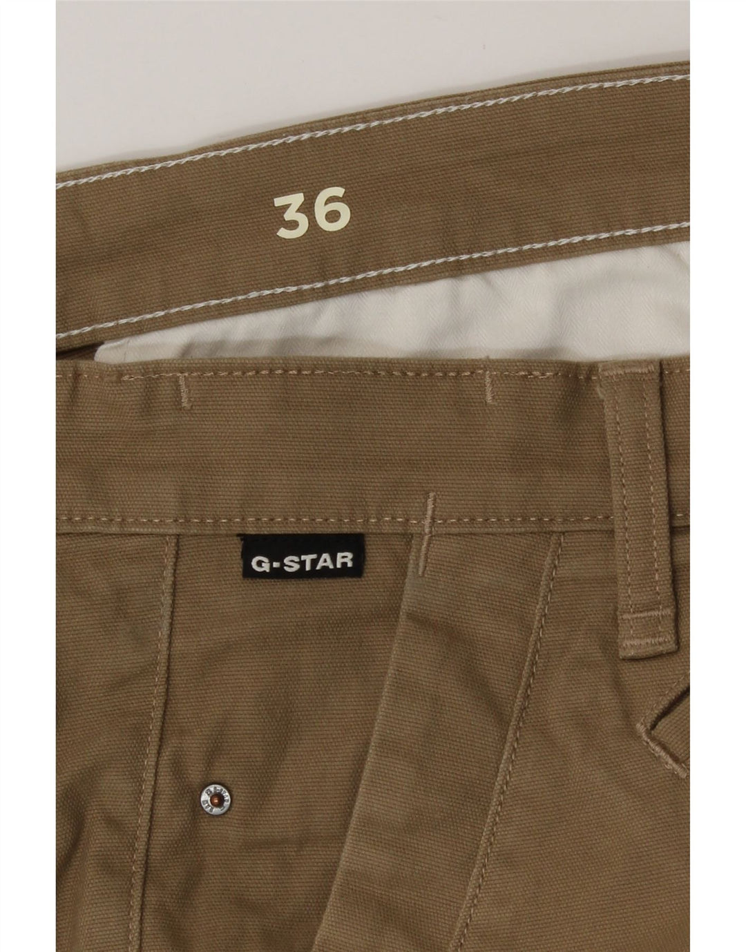 G-Star Pantalones cortos chinos para hombre W36 Large Algodón caqui