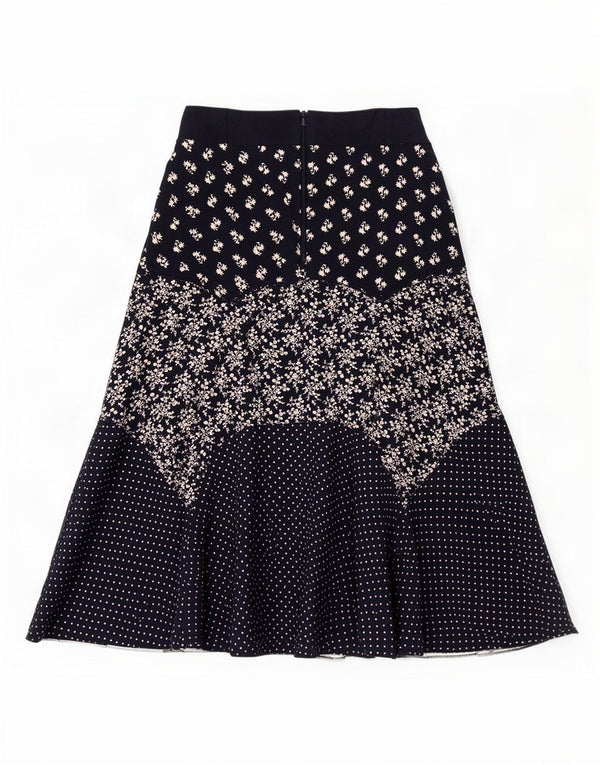 Topshop Falda acampanada para mujer UK 10 Small W28 Azul marino Floral Algodón