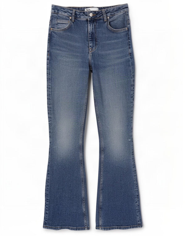 Zara Jeans Acampanados Mujer EU 40 Medium W30 L31 Algodón Azul