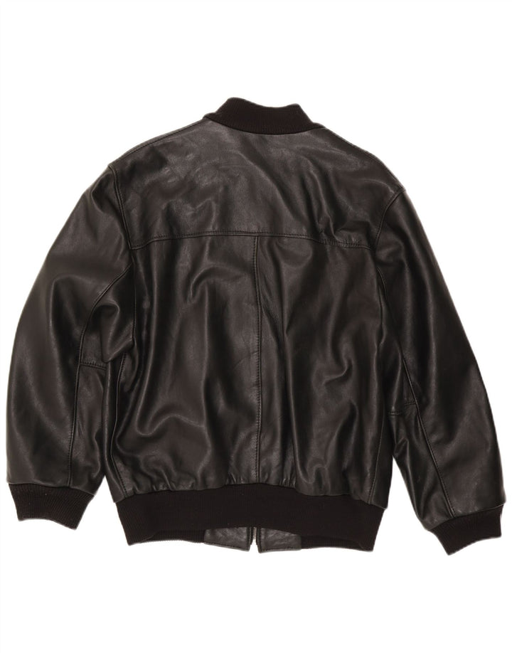 Vintage hombres bombardero chaqueta de cuero Reino Unido 38 medio negro