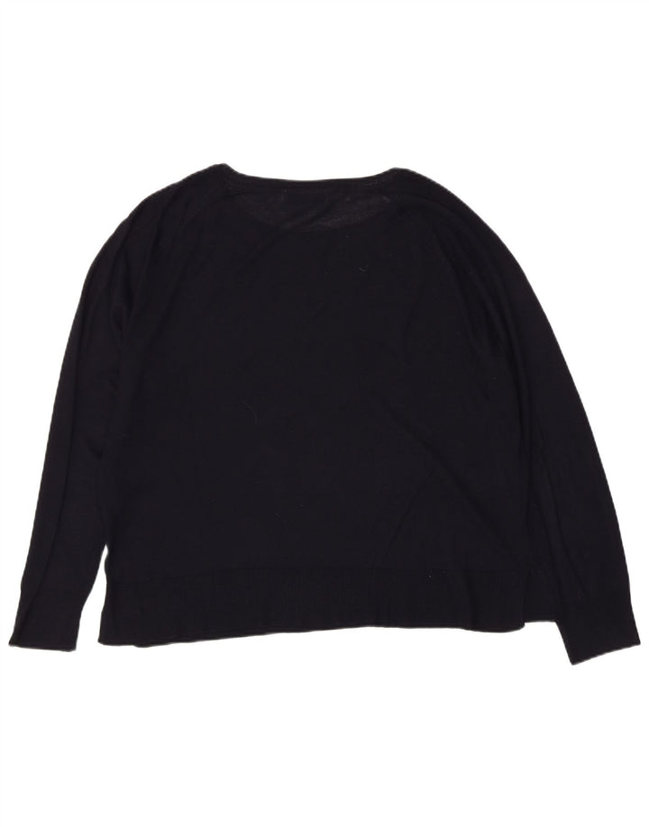 ZARA Suéter tipo jersey con cuello barco para mujer UK 46 Large Viscosa negra