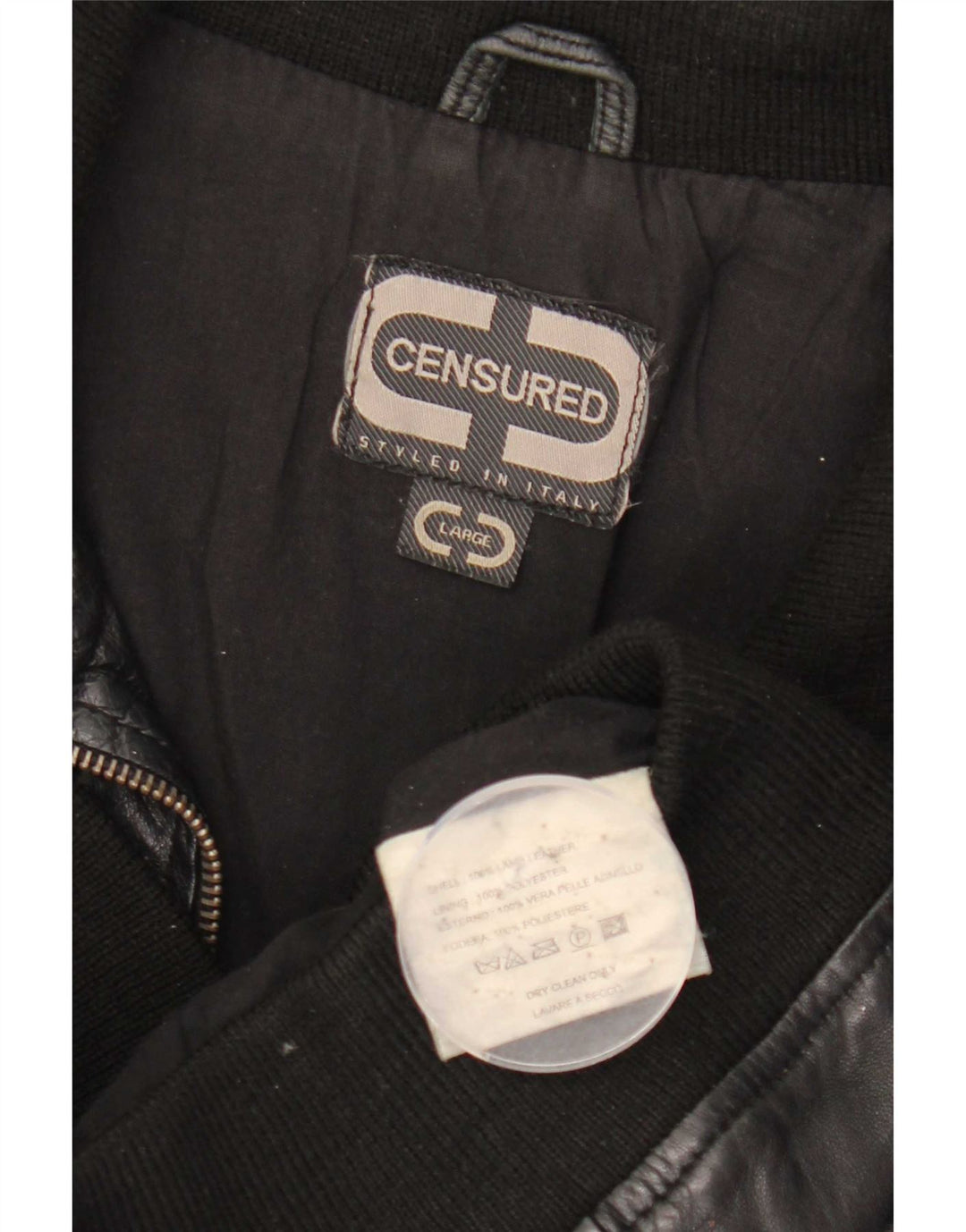 Chaqueta de cuero para mujer censurada Reino Unido 14 Cuero negro grande