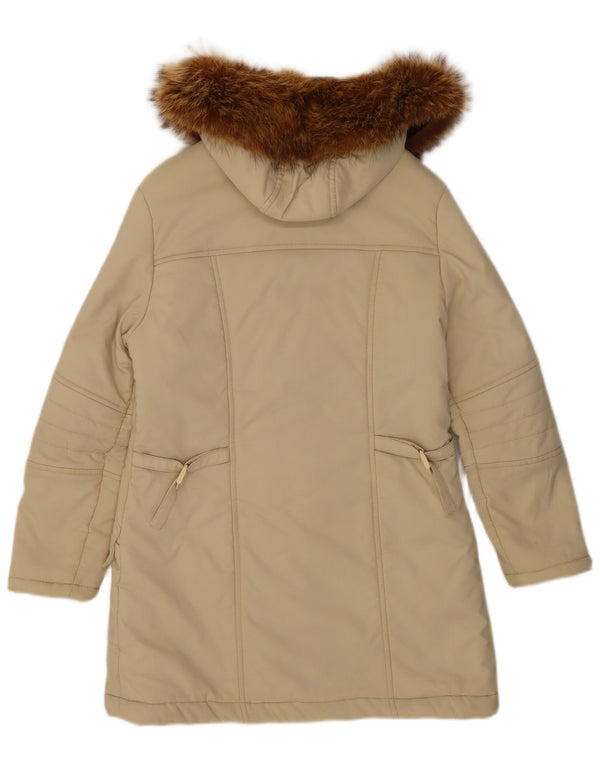 Lee Abrigo acolchado con capucha para mujer UK 46 Large Beige